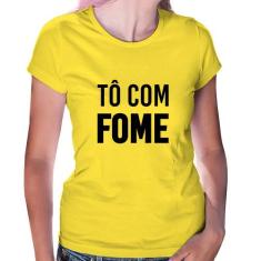 Baby Look Tô com fome - Foca na Moda, Amarelo, P