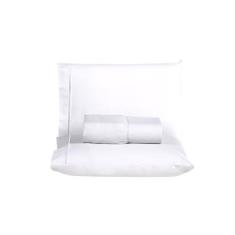 Jogo de lençol queen 3 peças 100% algodão 200 fios cama box com ponto 