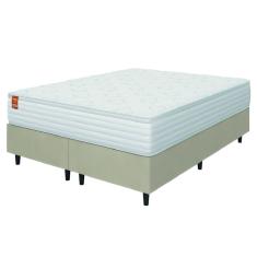 Cama Box Colchão Casal King Molas Ensacadas Real 193x203x65cm Branco / Bege Inducol