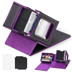 Zettokete Caixa de baralho MTG Commander com bandeja de dados - serve para mais de 100 cartas de manga dupla - Expositor de Commander - Caixa de baralho para Magic, TCG - Preto/Roxo