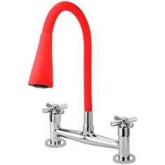 Torneira Misturador Gourmet Flexível Cone Vermelha Mesa - Furkin, Vola