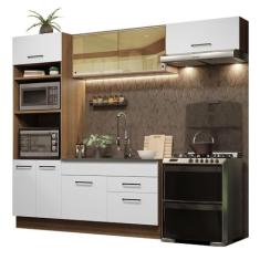 Cozinha Completa Madesa Agata 270004 com Armário e Balcão (sem Tampo e Pia) - Rustic/branco