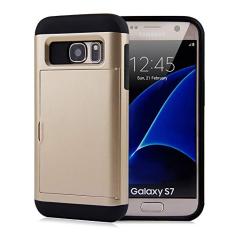 SORAKA Capa para Samsung Galaxy S7 com porta-cartões Capa para carteira Capa blindada para Samsung Galaxy S7 Capa para PC TPU de camada dupla Capa à prova de choque