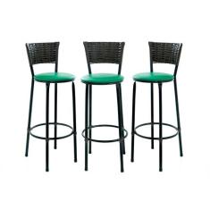 Kit 3 Banquetas Para Balcão Ilha Gourmet Bancada Área De Lazer - EJC E