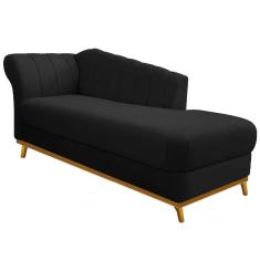 Recamier Vanessa 160cm Lado Direito Suede Preto Doce Sonho