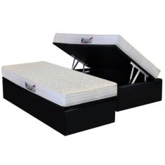 Cama Box Baú Solteiro: Colchão Espuma Herval D28 / AG65 Frontier + Bas