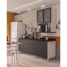 Cozinha Completa Bartira Rubi com 9 Portas, 3 Gavetas e 6 Prateleiras - 280cm de largura