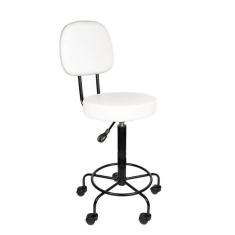 Cadeira Mocho Alto Branca Estética Giratória  encosto altura maxima 79cm