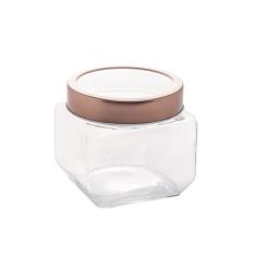 LYOR - Pote de Vidro com Tampa de Metal e Acrílico Gastro Rosé 800ml