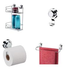 Kit Porta Shampoo Duplo + Gancho + Porta Papel Higiênico + Toalheiro D