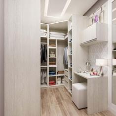 Guarda Roupa Closet sem Portas Canto em U 6 Peças, Escrivaninha e Basculante Prime Luciane Móveis