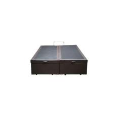 Cama Box Baú King Bipartido Blindado Sintético Marrom Com Pistão A Gás