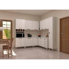 Armário de Cozinha Completa 8 Peças com Espaço para Micro-ondas e Tampo Agatha Luciane Móveis