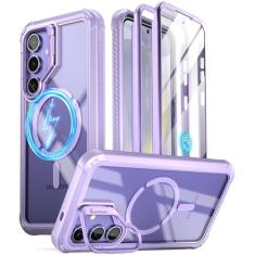 Poetic Capa Guardian para Samsung Galaxy S24 de 6,2 polegadas, [suporte de câmera embutido] [protetor de tela funciona com identificação de impressão digital] Capa transparente robusta à prova de