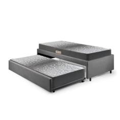 Bicama Box Solteiro 88x188 Suede Cinza com Dois Colchões de Espuma Dua