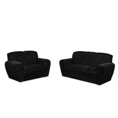 Conjunto de Sofá 5010 com 2 e 3 Lugares Tecido Suede Cor Preto - Estre