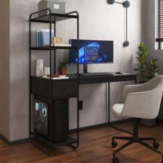 Mesa Escrivaninha Criare 1 Gaveta 3 Prateleiras Preto - Art Panta, Pre