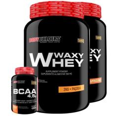 KIT 2x Waxy Whey 2kg + BCAA 1kg Tangerina - Bodybuilders,  Cappuccino 