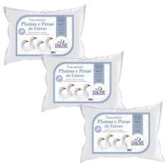 Kit com 3 Travesseiros de Penas e Plumas - Macio e Confortável - Daune