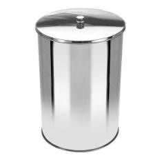 Lixeira Office Redonda Com Tampa Em Aço Inox 10 Litros - Jsn
