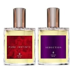 Kit Perfumes Pure Instinct + Seduction +Brinco 4mm - Essência do Brasi