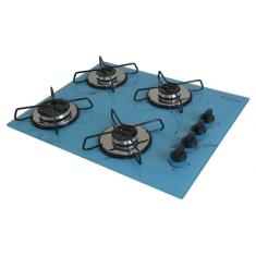 Fogão Cooktop Chamalar 4 Bocas Ultra Chama Bivolt XP, MARMORIZADO AZUL