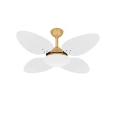 Ventilador Teto Dourado 4 Pás Trevo Branco Sala Ventax 110V