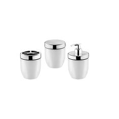 Conjunto 3 Peças Acessórios De Banheiro Branco Forma Inox
