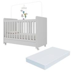 Berço Americano 3x1 com Colchão Incluso e Rodízios Pimpolho Multimóveis Branco