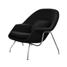 Poltrona Womb Chair Sem Puff Cromada Linho Preto Cor Preto