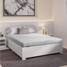 Cama Box Casal Desmontável Com Colchão De Espuma D33 Millenium Pillow Top 138x188x50cm Bege / Branco
