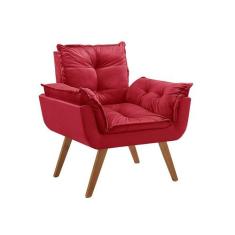 Poltrona Decorativa Opalla Suede Vermelho - House Deccor