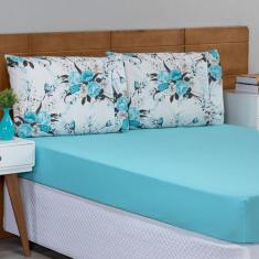 Jogo de Lençol Solteiro 100% Algodão Estampado Fronha Ponto Palito 2 P