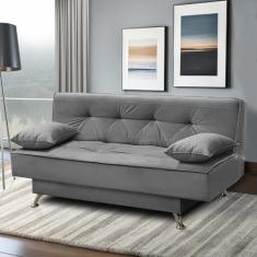 Sofá Cama 1,80m França Suede Cinza Adonai Estofados
