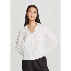 Camisa Básica Feminina Com Bolsos Frontais
