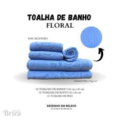 Jogo De Toalha De Banho E Rosto 5 Peças Briza - Floral Azul
