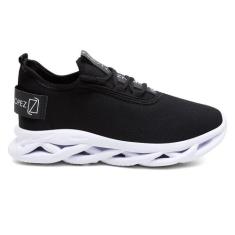 Tênis Esportivo Lorenzzo Lopez Racer Ultra Leve, Preto, Branco, 39