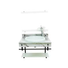 Gabinete com cuba para banheiro de vidro apxx 60cm com cuba chapeu - m