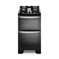 Fogão 4 bocas Electrolux Preto Experience Mesa Vidro, 2 Fornos e Grade de Ferro Fundido (FE4DB)