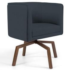 Poltrona Decorativa Giratória Betina D-465 Linho Cinza Domi Móveis