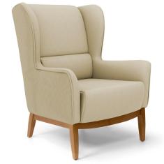 Poltrona Decorativa Manu Milena C-129 Linho Bege D28 Bege Domi Móveis