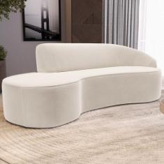 Sofá 3 Lugares Curvo Sala de Estar Living Firenze Direito D02 Veludo B