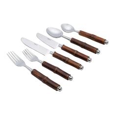 WOLFF - Conjunto 6 Talheres de Aço Inox com Cabo de Bambu
