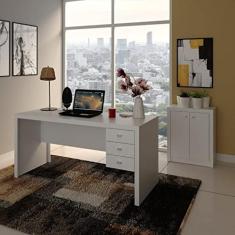 Conjunto Home Office 2 Peças Escrivaninha 3 Gavetas e Balcão 2 Portas Espresso Móveis