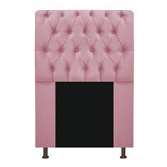 Cabeceira Estofada Lady 100 cm Solteiro Com Capitonê Suede Rosa Bebê - ADJ Decor