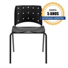 Cadeira Ergoplax Secretaria Fixa Slim Preta Plaxmetal