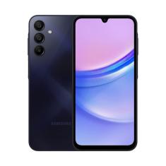 Imagem de Smartphone Samsung Galaxy A15 4G Azul Escuro 128GB, 4GB RAM, Processador Octa-Core, Câmera Tripla Traseira, Selfie de 13MP, Tela Infinita de 6.5" 90Hz
