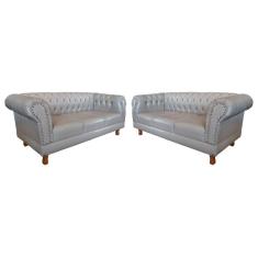 2 Sofás Chesterfield Capitone Duque Corano Bege 1,80cm