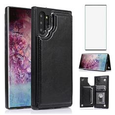 Asuwish Capa carteira compatível com Samsung Galaxy Note 10 Plus Glaxay Note10+ 5G e protetor de tela de vidro temperado com suporte para cartão, capas para celular Gaxaly Note10 + Notas 10+ Ten Not