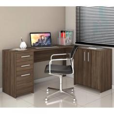 Mesa de Escritório em L 2 Gavetas 3 Portas Office Nt 2005 - Notável Mó